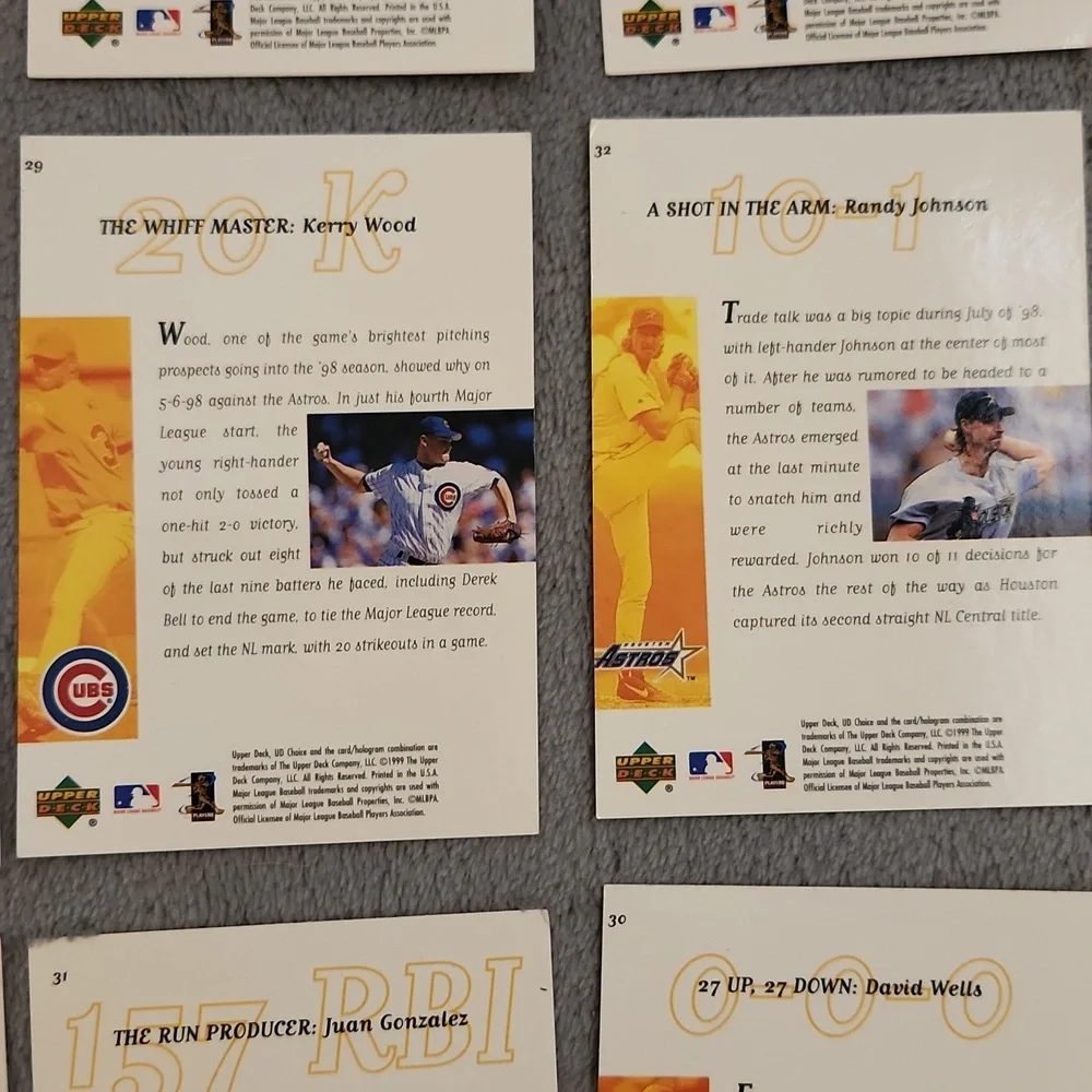 Vintage 1999 Upper Deck UD Choice Cover Glory Baseball Trading Cards
